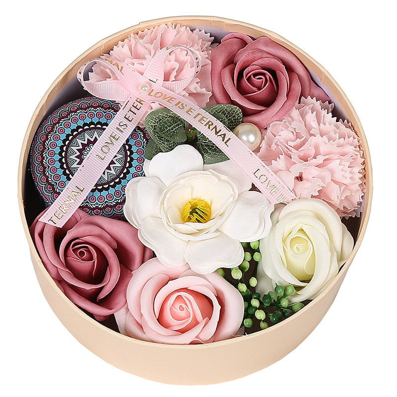 Coffret cadeau de bougie parfumée à la rose artificielle