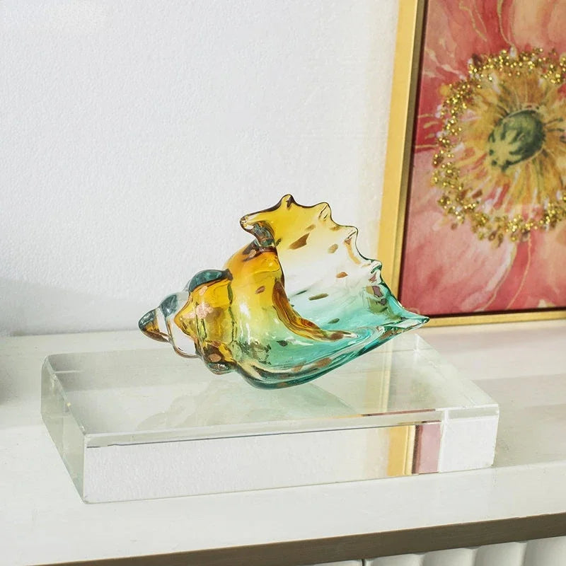 Modern Glass Conch Shell Sculpture