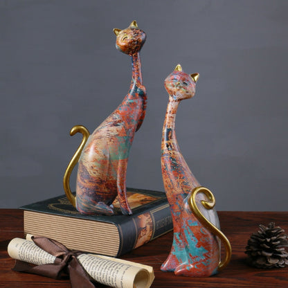 Long Neck Cats Decoration Figurines