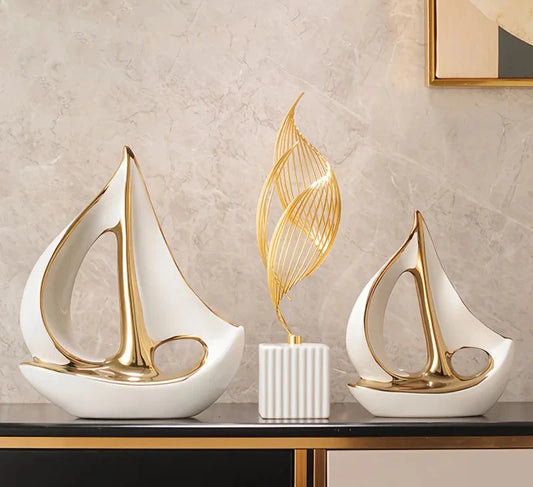 Luxury Ceramic Sailboat Sculpture