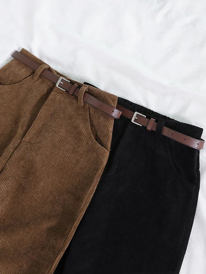 High Waist Corduroy Loose Pants