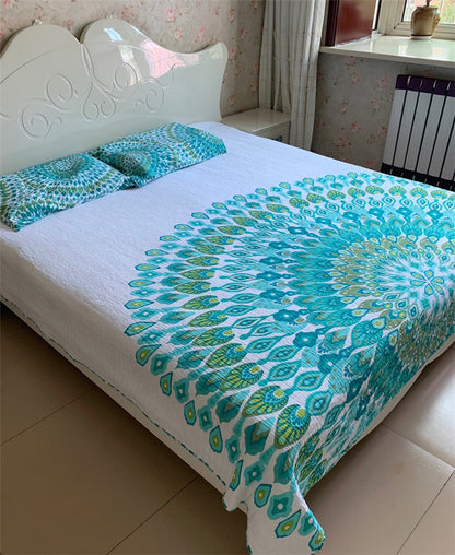 Peacock Feathers Bedspread Set