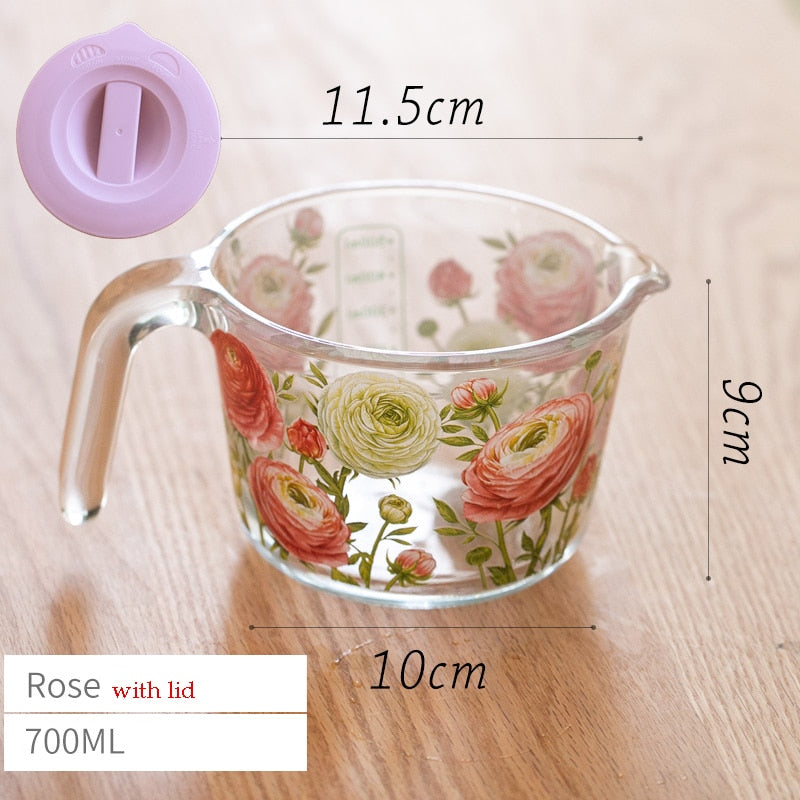 Retro Flowers Measuring Cup with Lid