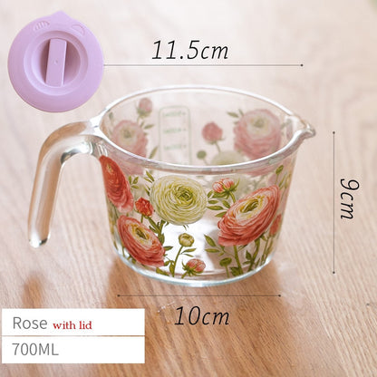 Retro Flowers Measuring Cup with Lid