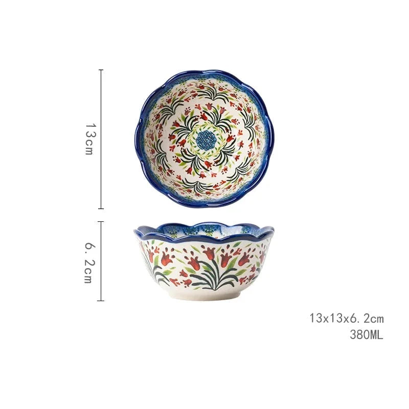 Hand-painted Floral Ceramic Bowl