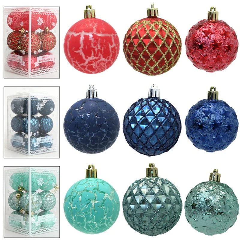 Décoration d'arbre de boule de Noël à motifs mixtes 12 pièces