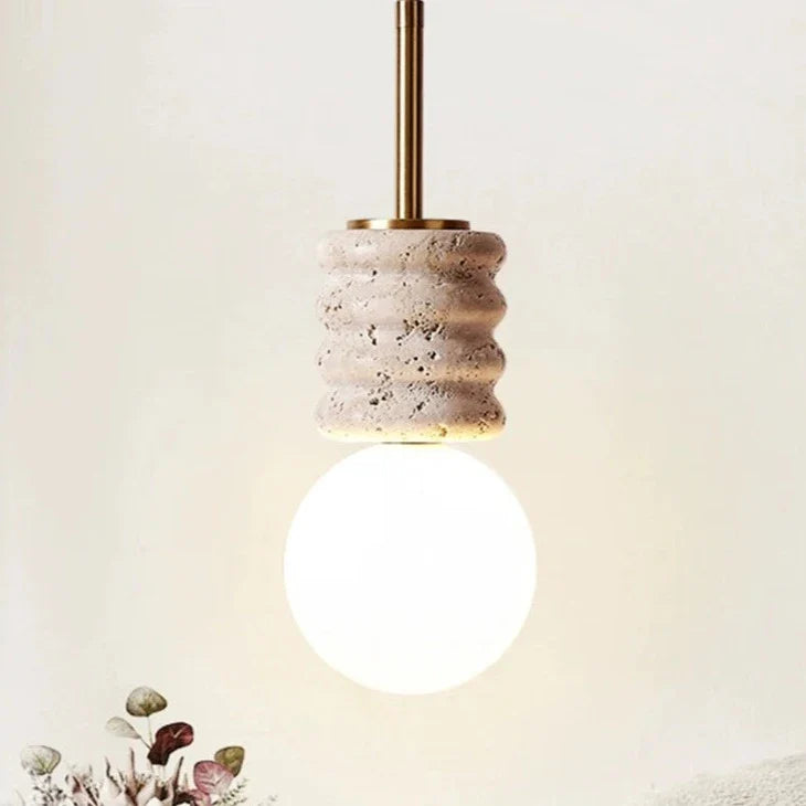 Lampada a sospensione moderna in travertino beige