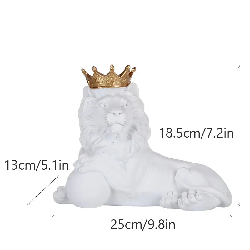 Golden Crown Lion King Statue