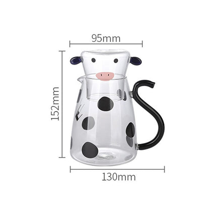 Cute Cow Glass Pitcher with Cup