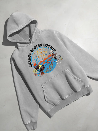 Change Begins Within Washed Denim Hoodie