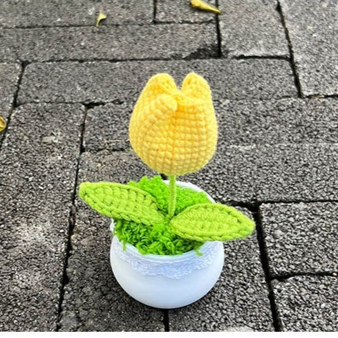 Hand Knitted Mini Potted Tulips