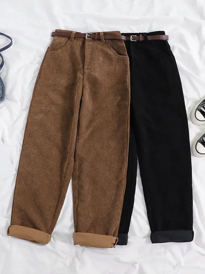 High Waist Corduroy Loose Pants