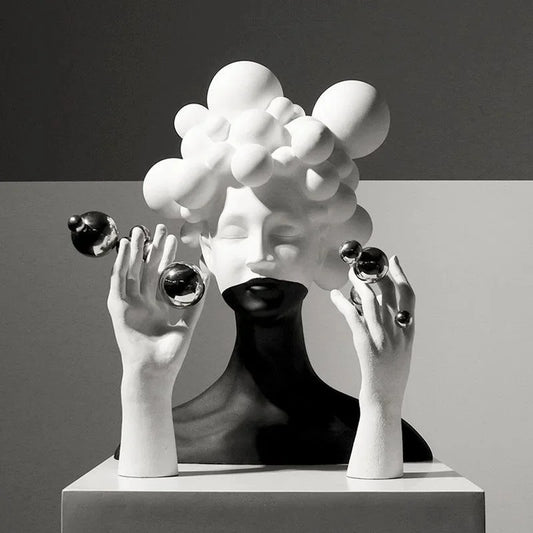 Abstraktes Mädchen mit Blasenhaar-Design