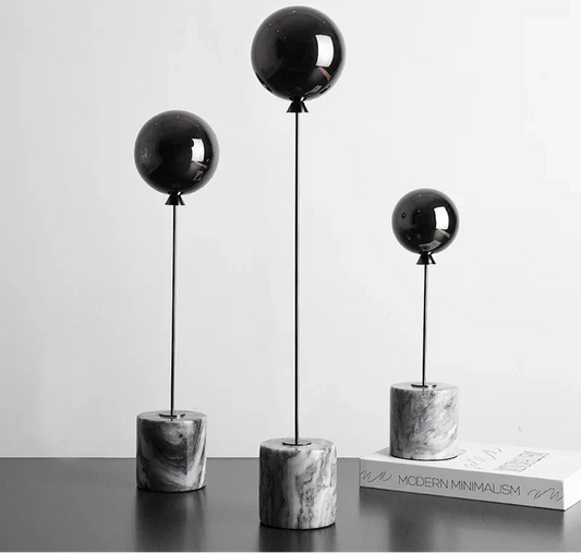 Minimalist Balloon Sculpture with Marble Base