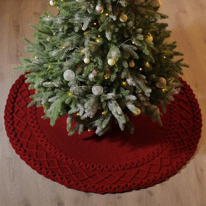 Rustic Knitted Christmas Tree Skirt