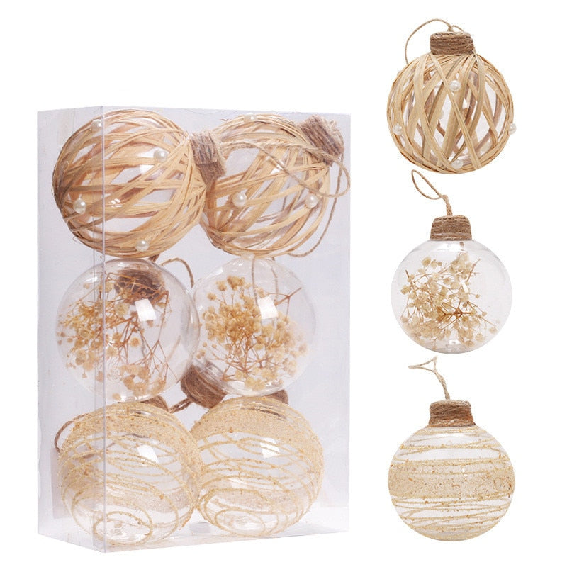 Linen Gold Transparent Christmas Balls