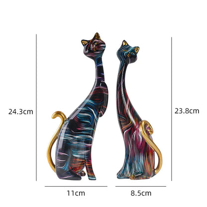 Nordic Resin Abstract Cat Statue