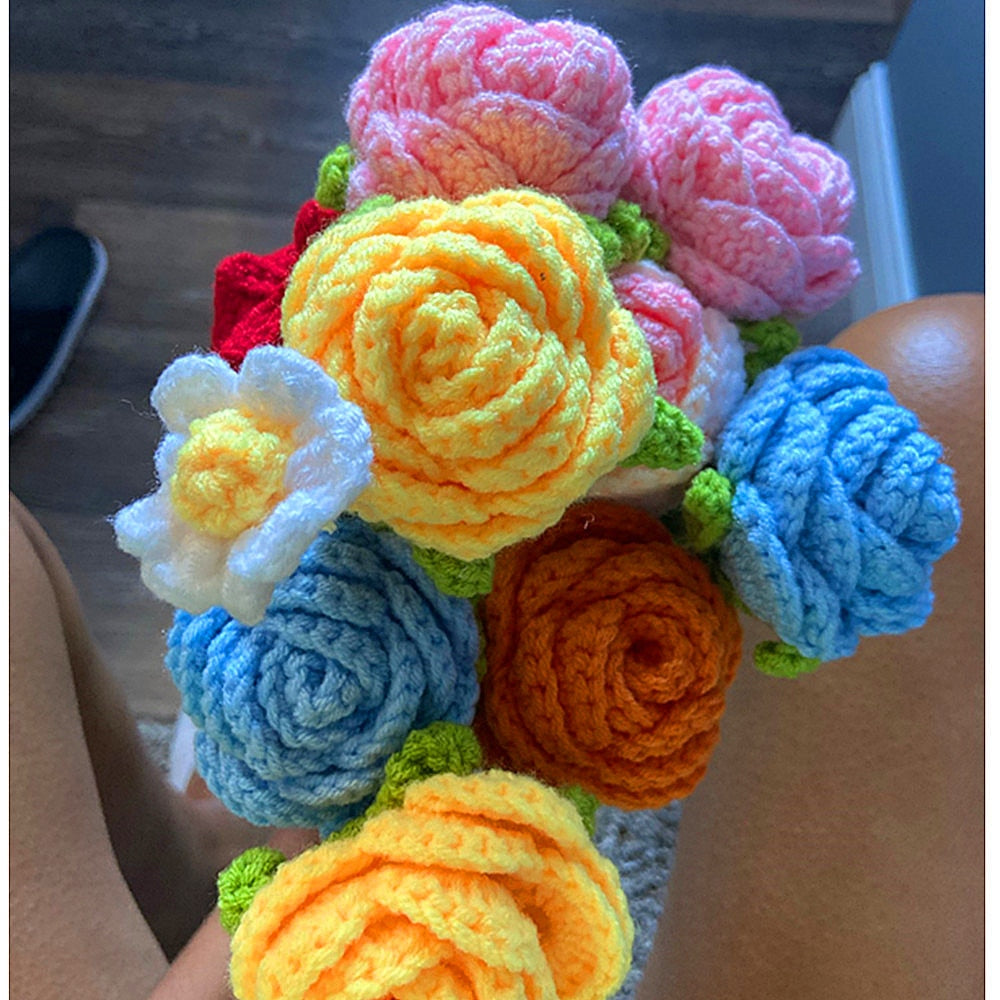 Hand-Knitted Roses Bouquet