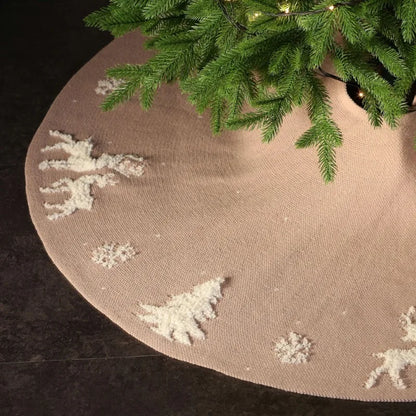 Embroidered Knitted Wool Christmas Tree Skirt