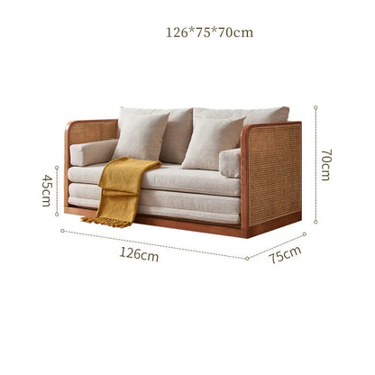 Nordic Foldable Rattan Sofa Bed