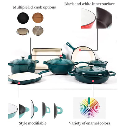 AuraNest™ 11-Piece Cast Iron Cookware Set