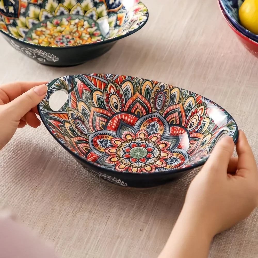 Bohemian Mandala Ceramic Serving Bowls
