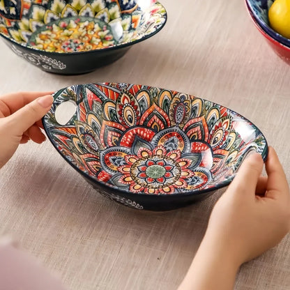 Bohemian Mandala Ceramic Serving Bowls