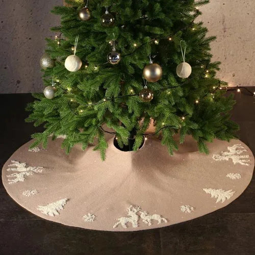 Embroidered Knitted Wool Christmas Tree Skirt