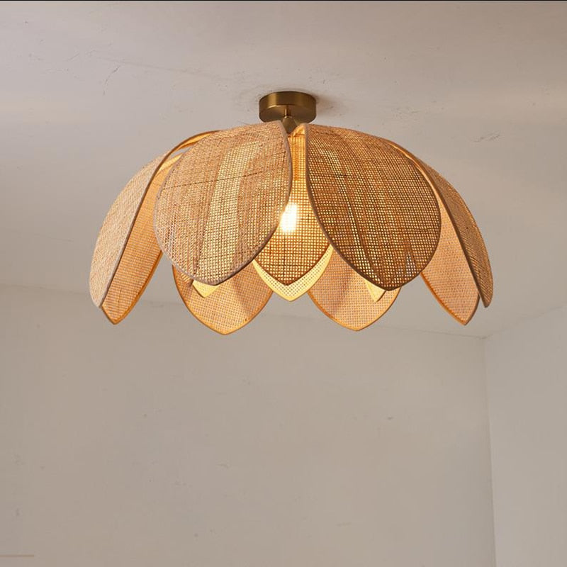 Lotus Petals Rattan Pendant Light