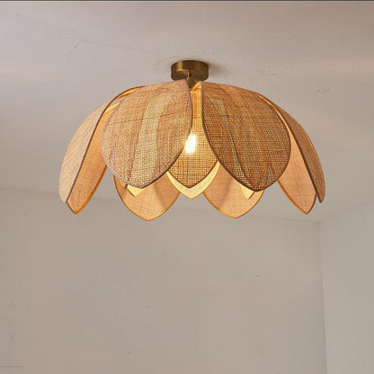 Lotus Petals Rattan Pendant Light