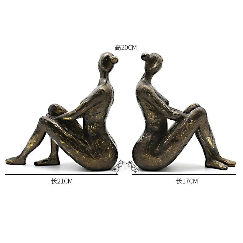 Modern Thinker Girl Statue - Abstract Character Home Decor bookend Figurine Home Decoration Accessories Living Room resin sculpture home decor Sculpture