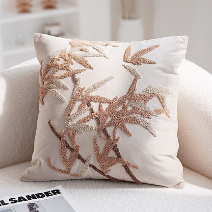 Embroidered Orchid Pillow Cover