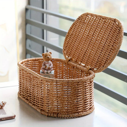 Boho Rattan Style Woven Storage Basket