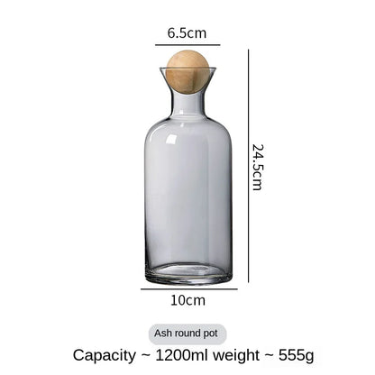 Nordic Glass Water Carafe with Wooden Lid