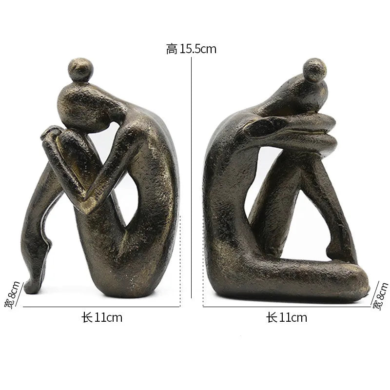 Modern Thinker Girl Statue - Abstract Character Home Decor bookend Figurine Home Decoration Accessories Living Room resin sculpture home decor Sculpture