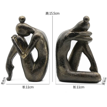 Modern Thinker Girl Statue - Abstract Character Home Decor bookend Figurine Home Decoration Accessories Living Room resin sculpture home decor Sculpture