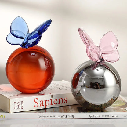 Modern Glass Butterfly and Planet Ball Ornaments