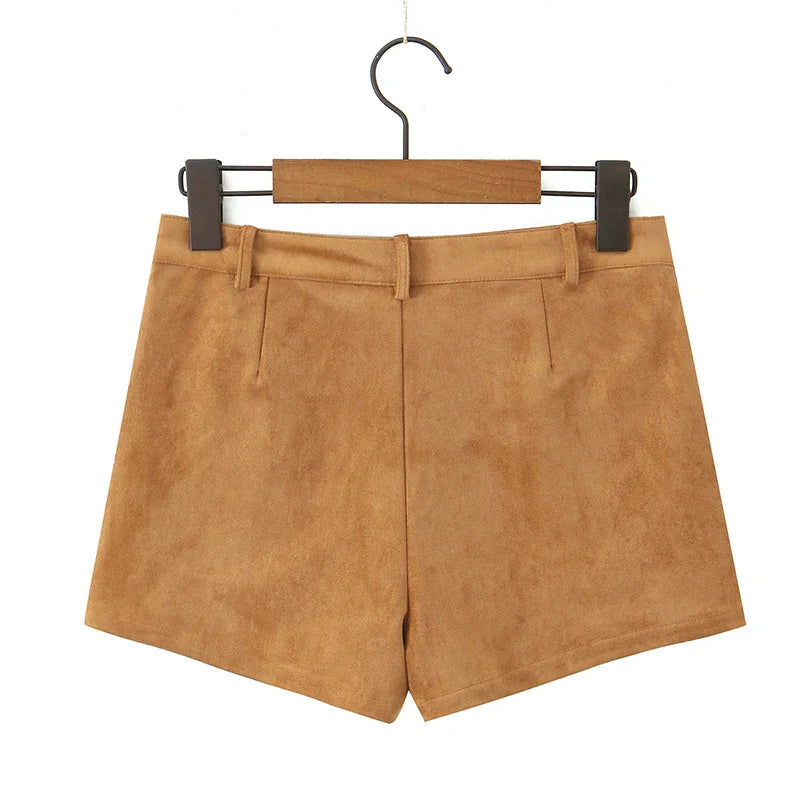 Suedelle Retro High-Waist Shorts