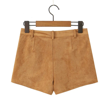 Suedelle Retro High-Waist Shorts