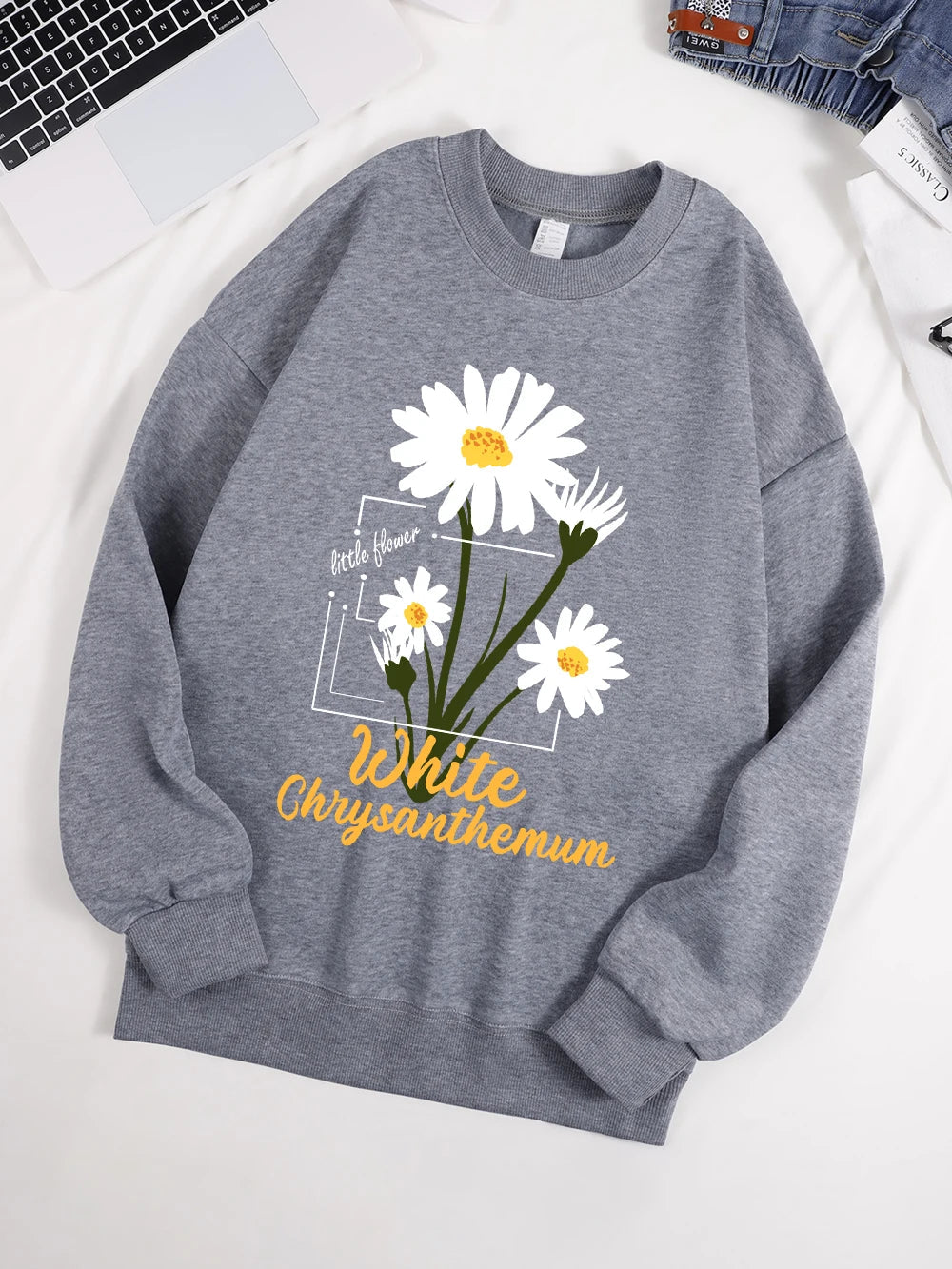 Little White Chrysanthemum Sweatshirt