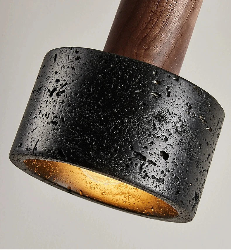 Lampe à suspension en pierre noire