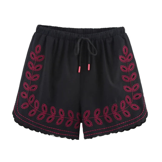 Auralisse Boho Embroidered Shorts