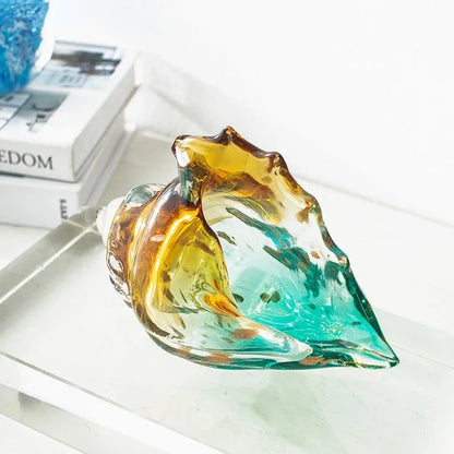 Modern Glass Conch Shell Sculpture