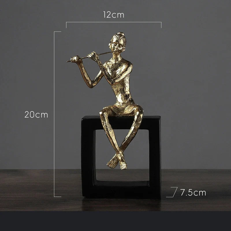 Musician Resin Figurine Statue for Desk and Room Décor