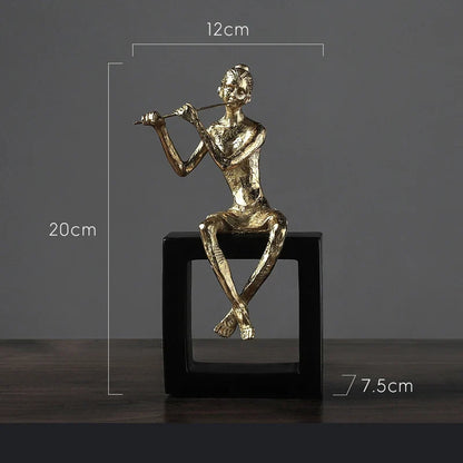 Musician Resin Figurine Statue for Desk and Room Décor