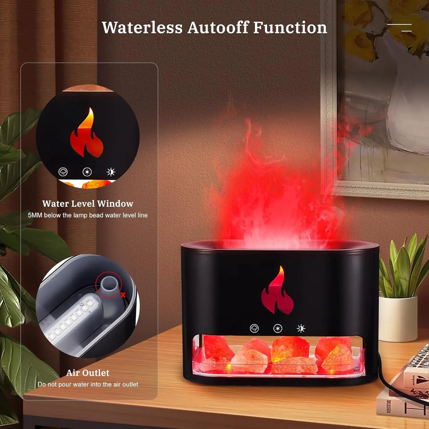 Crystal Salt Rock Fire Humidifier