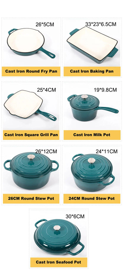 AuraNest™ 11-Piece Cast Iron Cookware Set