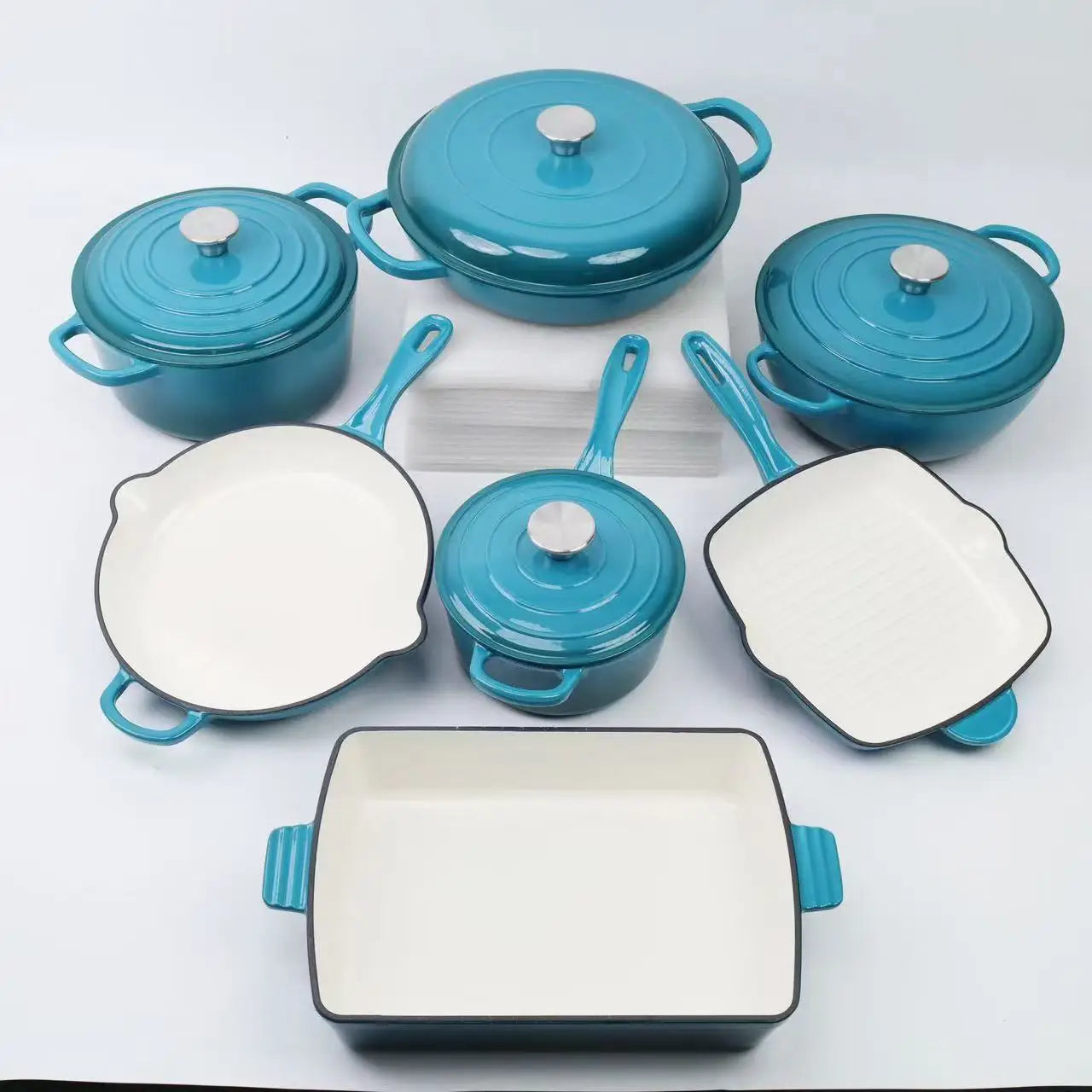 AuraNest™ 11-Piece Cast Iron Cookware Set