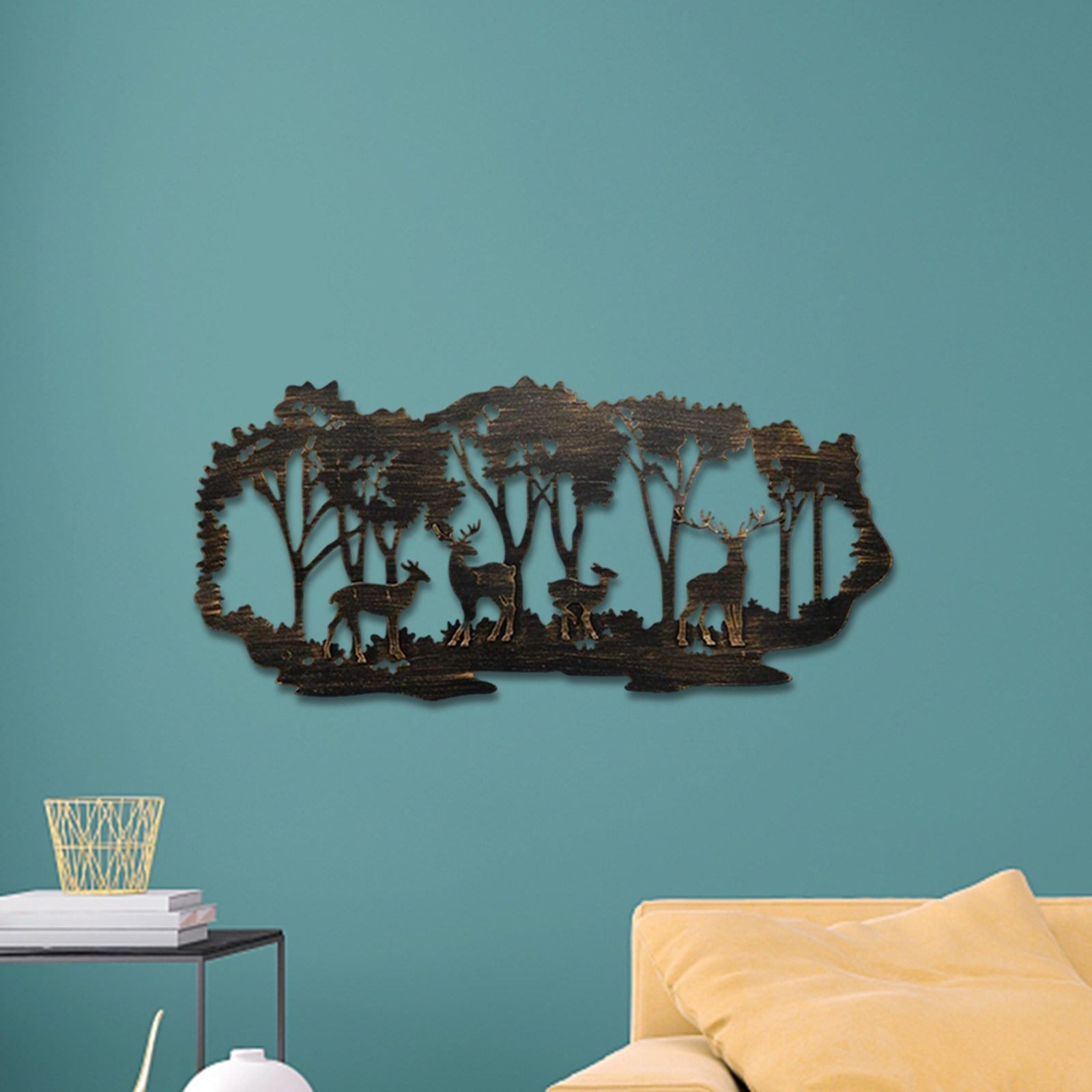 Deer Forest Hollow Out Metal Wall Art