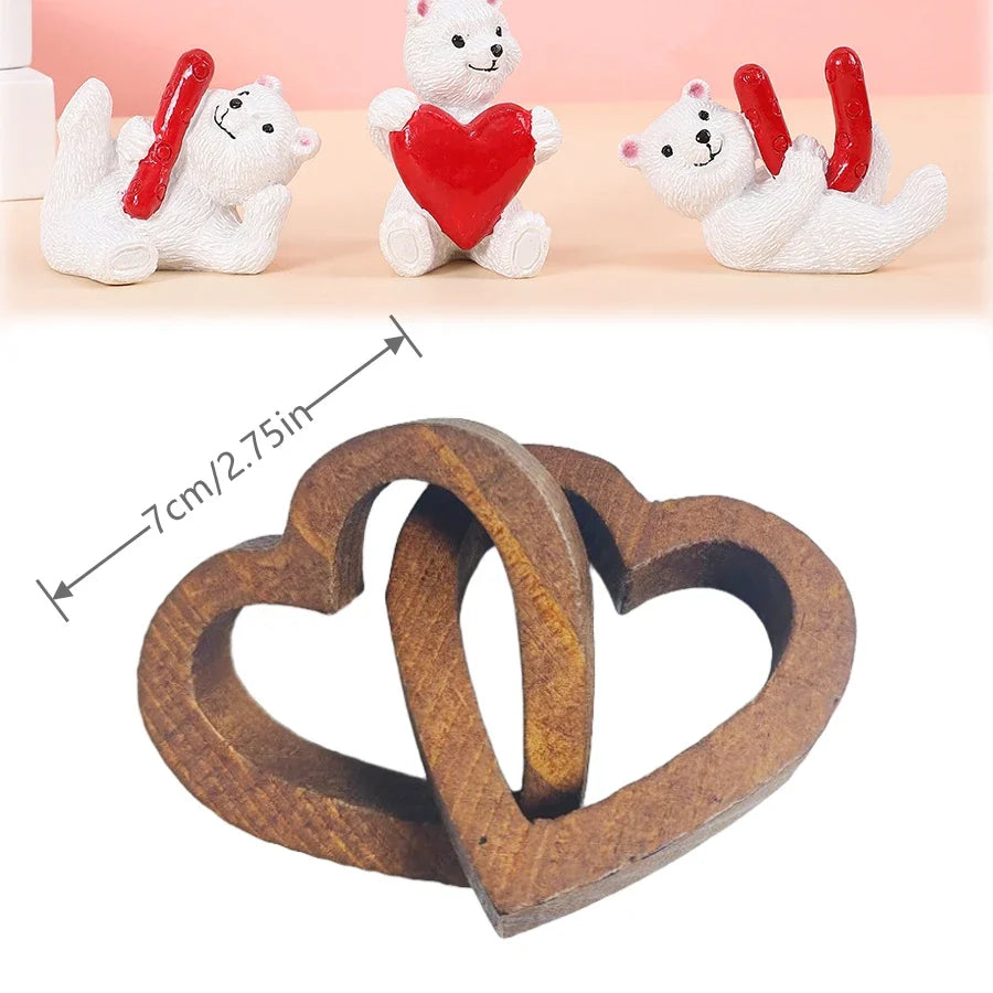 Interlocking Wooden Heart Sculpture